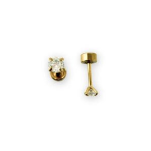 3mm cubic zirconia stud earrings, tiny gold hypoallergenic studs for babies and girls.
