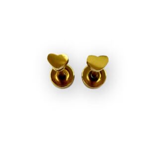 3mm Mini Heart Stud Earrings with polished gold finish.