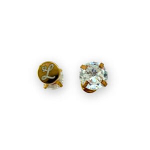5mm cubic zirconia stud earrings, classic gold hypoallergenic studs for sensitive ears.