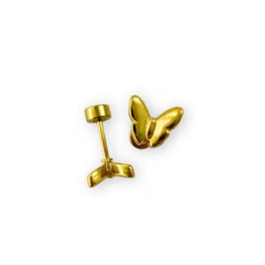 Gold Butterfly Stud Earrings with polished 18K gold-plated finish.