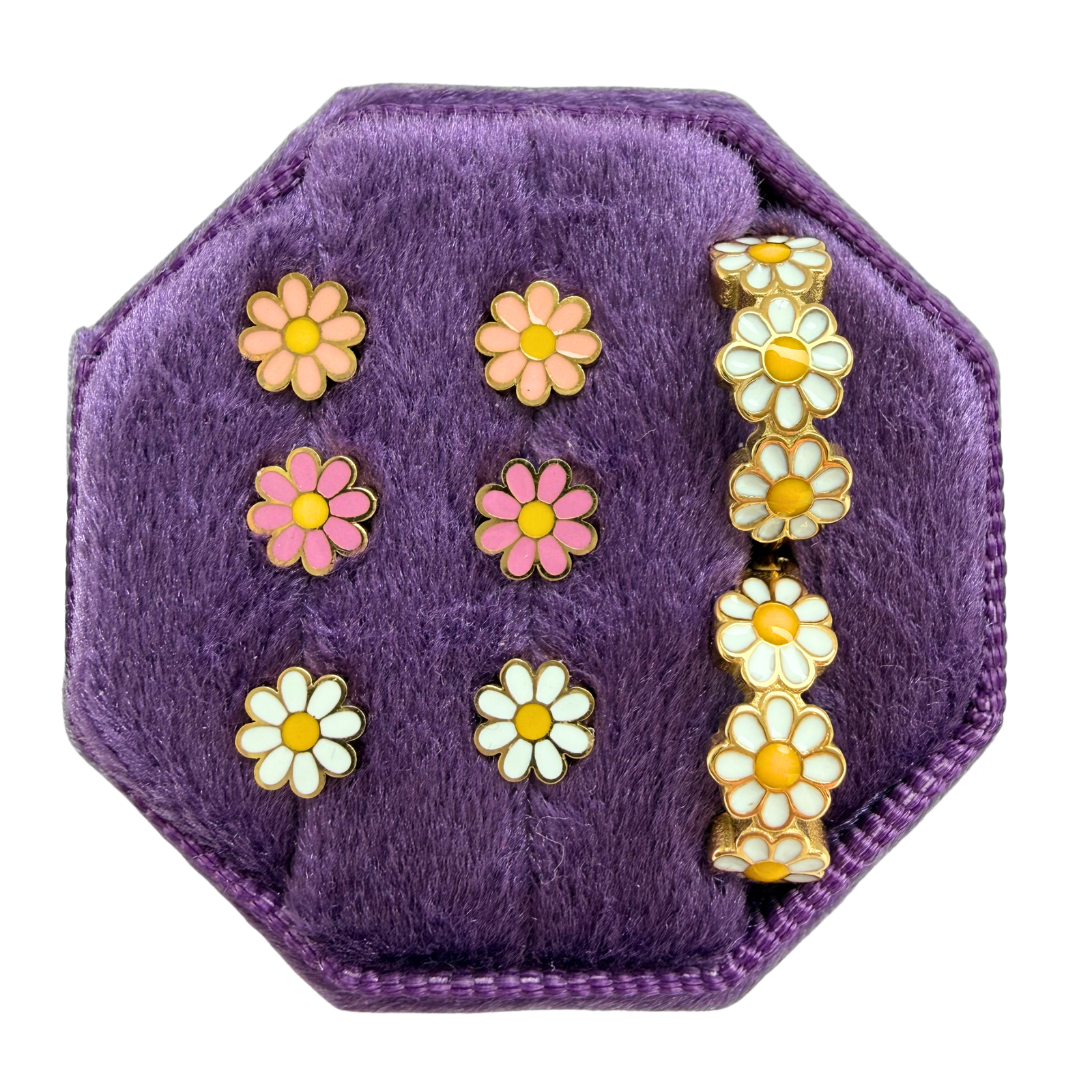 Spring Bloom Earring Set with daisy hoops and pastel daisy stud earrings